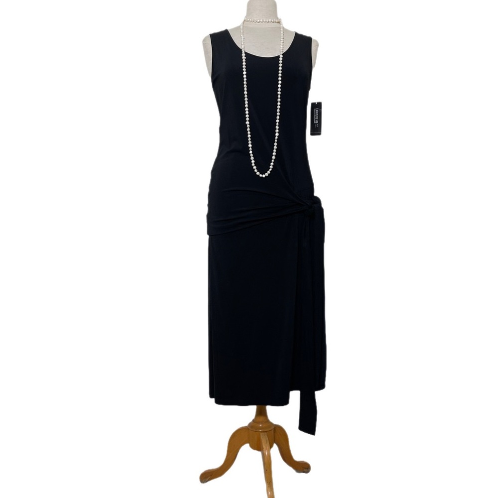 NWT BLACK LAYFAYETTE 148 CHIC SEXY DAY OR NIGHT SIDE TIE DRESS SZM